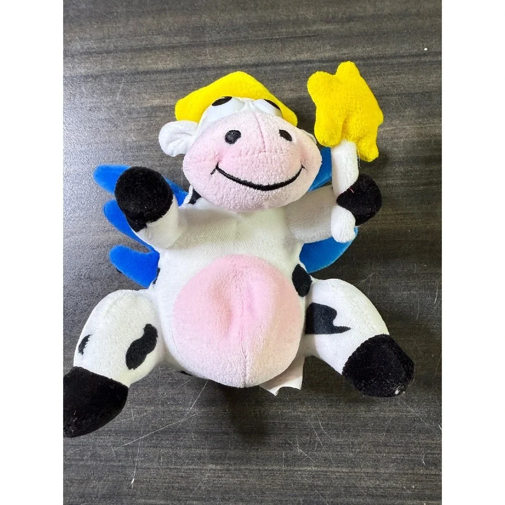LR Plush Cow with Wings Stuffed Animal Toy Yellow Hair Black Spots Kraft Singles